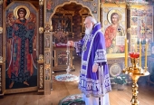 В Неделю 5-ю Великого поста Святейший Патриарх Кирилл совершил Литургию в Александро-Невском скиту