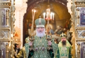 De sărbătoarea Intrării Domnului în Ierusalim Întâistătătorul Bisericii Ortodoxe Ruse a săvârșit Dumnezeiasca Liturghie în Catedrala „Hristos Mântuitorul”