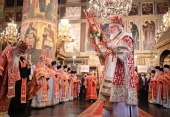 În Lunea din Săptămâna Luminată Sanctitatea Sa Patriarhul Chiril a săvârșit Dumnezeiasca Liturghie în Catedrala „Adormirea Maicii Domnului” din Kremlinul Moscovei