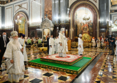 Slujirea Patriarhului în ajunul sărbătorii Schimbării la Față a Domnului în Catedrala „Hristos Mântuitorul”