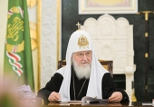 His Holiness Patriarch Kirill presides at a meeting of the Holy Synod of the Russian Orthodox Church
