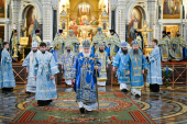 Slujirea Patriarhului dD sărbătoarea Acoperământului Preasfintei Născătoare de Dumnezeu. Hirotonia arhimandritului Gherasim (Șevțov) în treapta de episcop de Vladikavkaz și Alania