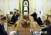 His Holiness Patriarch Kirill meets with Chair of the Senate of Kazakhstan Maulen Ashimbayev