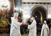 De Înainte-prăznuirea Nașterii Domnului Sanctitatea Sa Patriarhul Chiril a săvârșit Dumnezeiasca Liturghie în Catedrala „Hristos Mântuitorul”