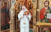 В день отдания праздника Богоявления Святейший Патриарх Кирилл совершил Литургию в Александро-Невском скиту