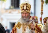 Вітання Блаженнішого митрополита Київського Онуфрія Святішому Патріархові Кирилу з роковинами інтронізації
