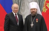 Russian President presents Metropolitan Hilarion of Volokolamsk with the Order of Alexander Nevsky