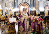 Патриаршее служение в канун Недели Торжества Православия в Храме Христа Спасителя в Москве