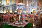 Патриаршее служение в день памяти равноапостольных Мефодия и Кирилла в Храме Христа Спасителя в Москве