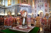 В день памяти равноапостольных Мефодия и Кирилла Предстоятель Русской Церкви совершил Литургию в Храме Христа Спасителя