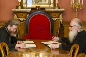 Подписано соглашение о сотрудничестве между Синодальной библиотекой и Псково-Печерской духовной семинарией