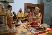В Неделю 7-ю по Пятидесятнице Патриарший экзарх всея Беларуси совершил Божественную литургию в Ляденском мужском монастыре