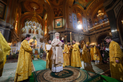 Ο Προκαθήμενος της Ρωσικής Εκκλησίας τέλεσε κατά την εορτή των Χριστουγέννων τη Θεία Λειτουργία στον ιερό καθεδρικό ναό του Σωτήρος Χριστού στη Μόσχα