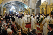 Патріарше служіння напередодні свята Водохреща у Богоявленському кафедральному соборі м. Москви