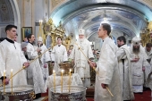 В праздник Крещения Господня Святейший Патриарх Кирилл совершил Литургию в Богоявленском кафедральном соборе г. Москвы