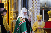 The 14th anniversary of His Holiness Patriarch Kirill’s enthronement is marked by Divine Liturgy at Christ the Saviour Cathedral