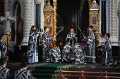 Святейший Патриарх Кирилл совершил в Храме Христа Спасителя первую в этом году Литургию Преждеосвященных Даров