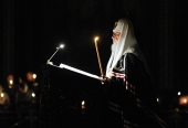 Святіший Патріарх Кирил звершив утреню з читанням Великого канону преподобного Андрія Критського у Храмі Христа Спасителя