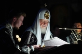 Святіший Патріарх Кирил звершив утреню з читанням Великого канону преподобного Андрія Критського у Храмі Христа Спасителя