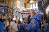В канун праздника Благовещения Пресвятой Богородицы Святейший Патриарх Кирилл совершил всенощное бдение в Храме Христа Спасителя