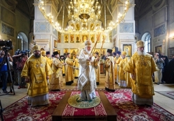 У день 10-річчя відродження Алексіївського ставропігійного монастиря Святіший Патріарх Кирил звершив в обителі Божественну літургію
