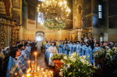 Патриаршее служение в праздник Донской иконы Божией Матери в Донском монастыре г. Москвы