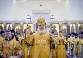 Предстоятель Русской Церкви освятил храм святителя Спиридона Тримифунтского в Коптеве г. Москвы
