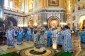 У свято Стрітення Господнього Предстоятель Руської Церкви звершив Літургію в Храмі Христа Спасителя