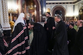 Святіший Патріарх Кирил звершив вечірню з чином прощенням у Храмі Христа Спасителя