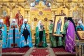 В праздник преподобных Сергия и Германа Валаамских Святейший Патриарх Кирилл совершил Литургию в Валаамском монастыре