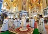 His Holiness Patriarch Kirill celebrates All-night Vigil at the Christ the Savior Cathedral on the eve of Transfiguration