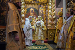 Патріарше служіння у день пам'яті святителя Тихона та отців Помісного Собору 1917-1918 років у Донському монастирі м. Москви. Хіротонія архімандрита Миколая (Пашкова) на єпископа Георгіївського і Прасковейського