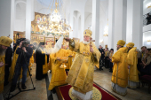 Патриаршее служение в храме Воскресения Словущего в Марьинском парке г. Москвы