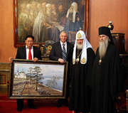 Встреча Святейшего Патриарха Кирилла с президентом Республики Бурятия В.В. Наговицыным