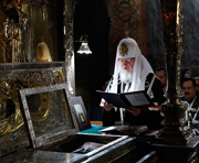 Святейший Патриарх Кирилл возглавил братский молебен у мощей прп. Сергия Радонежского в Троице-Сергиевой лавре