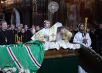 Последняя заупокойная Литургия в Храме Христа Спасителя перед гробом с телом Святейшего Патриарха Алексия