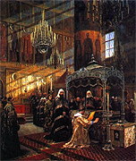 Историческое полотно об интронизации Патриарха Никона впервые после реставрации демонстрируется в Третьяковской галерее