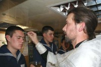 Таинство Соборования совершено на борту военного корабля в Севастополе