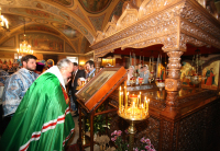 Святейший Патриарх Кирилл совершил Божественную литургию в храме Рождества Пресвятой Богородицы в Старом Симонове