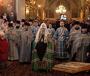 Предстоятель Русской Церкви совершил Божественную литургию в храме свт. Николая в Кузнецкой слободе