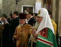Святейший Патриарх Алексий совершил Божественную литургию в Валдайском Иверском монастыре