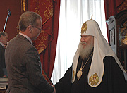 Святейший Патриарх Алексий встретился с Послом Латвии в РФ г-ном Андрисом Тейкманисом