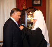 Встреча Святейшего Патриарха Алексия с главой ОАО 'РЖД' В. Якуниным