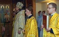 В престольный праздник домового храма Паломнического центра Московского Патриархата состоялось архиерейское богослужение