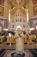 В день Рождества Христова Святейший Патриарх Алексий совершил Великую вечерню в храме Христа Спасителя