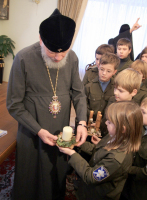 Православные скауты поздравили митрополита Киевского Владимира с Рождественскими праздниками