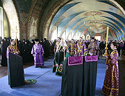 В день памяти 40 мучеников Севастийских Святейший Патриарх Алексий совершил Божественную литургию в Богородице-Рождественском монастыре