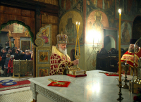 В день памяти священномученика Илариона Троицкого Патриарший Местоблюститель совершил Божественную литургию в Сретенском монастыре г. Москвы