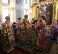 Святейший Патриарх Кирилл совершил Литургию Преждеосвященных Даров в кафедральном Всехсвятском соборе Тулы