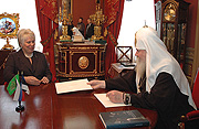Святейший Патриарх Алексий встретился с Послом Эстонии в РФ Мариной Кальюранд